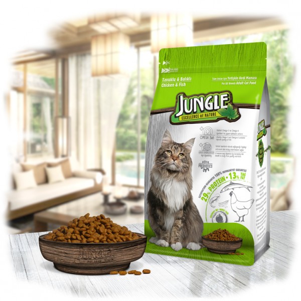 Jungle 500 Gr Tavuk-Balık Yetişkin Kedi Mam...