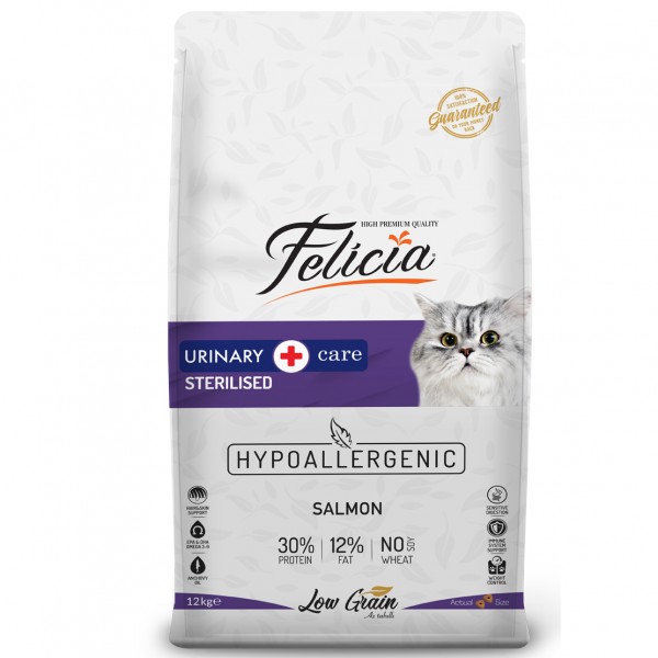 Felicia Az Tahıllı 1 Kg Sterilised Somonlu HypoAllergenic Kedi Maması.